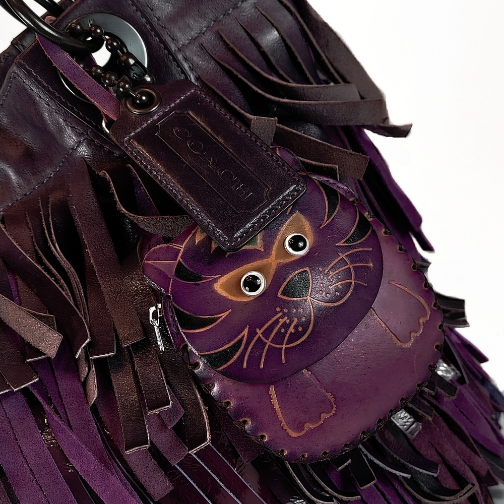 R-A-R-E! COACH LTD ED/XLG/HTF FRINGED LEATHER TOTE. - Picture 7 of 12